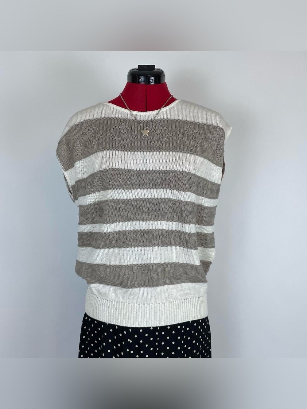 Vintage 90s Striped Knit Anchor Vest